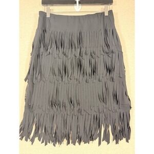 JS Signature Fringe Skirt Womens 8 Black Tiered Flapper Dance Party